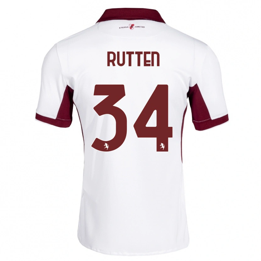 Danxen Bambino Maglia Jill Rutten #34 Borgogna Bianco Rosso Kit Gara Away 2026/27 Maglietta