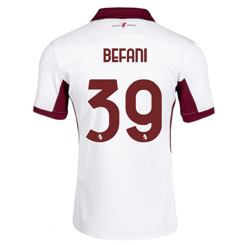 Danxen Bambino Maglia Haron Befani #39 Borgogna Bianco Rosso Kit Gara Away 2026/27 Maglietta