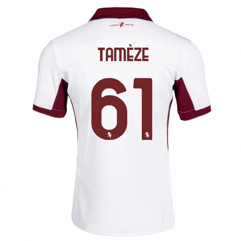 Danxen Bambino Maglia Adrien Tamèze #61 Borgogna Bianco Rosso Kit Gara Away 2026/27 Maglietta