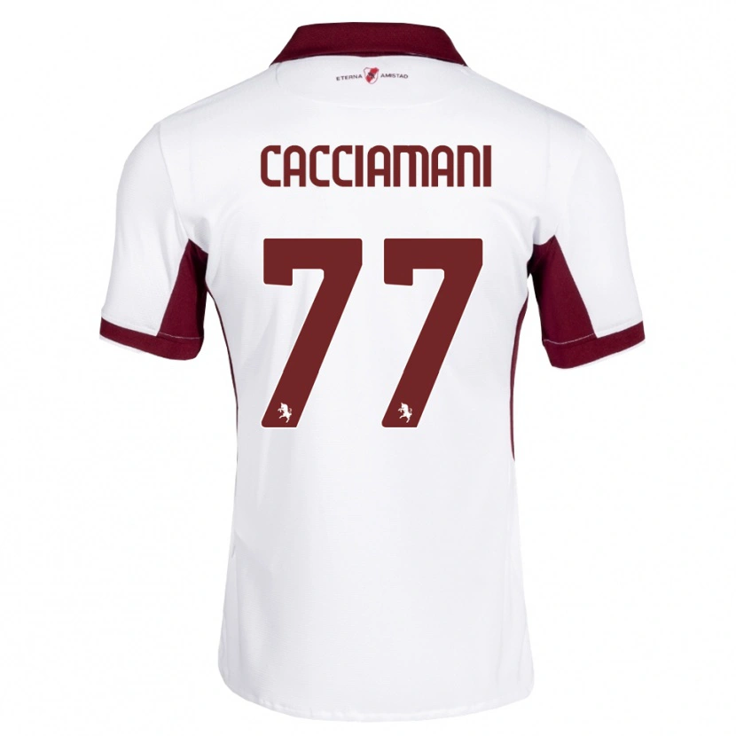 Danxen Bambino Maglia Alessio Cacciamani #77 Borgogna Bianco Rosso Kit Gara Away 2026/27 Maglietta
