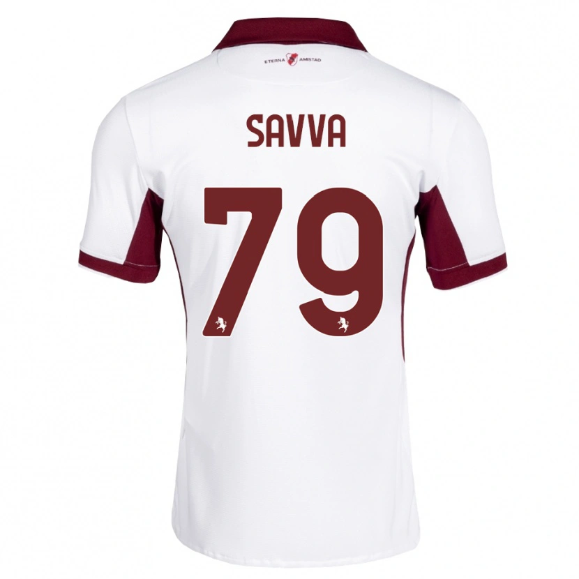 Danxen Bambino Maglia Zanos Savva #79 Borgogna Bianco Rosso Kit Gara Away 2026/27 Maglietta