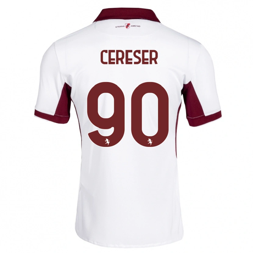 Danxen Bambino Maglia Francesco Cereser #90 Borgogna Bianco Rosso Kit Gara Away 2026/27 Maglietta