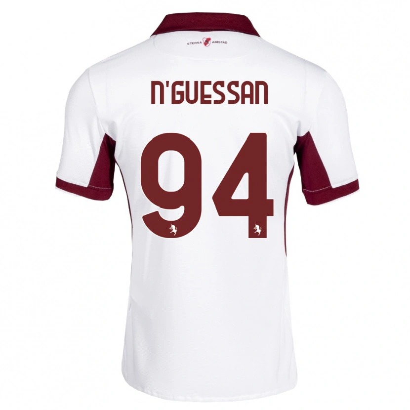 Danxen Bambino Maglia Ange Caumenan N'guessan #94 Borgogna Bianco Rosso Kit Gara Away 2026/27 Maglietta