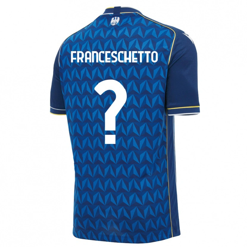 Danxen Bambino Maglia Mattia Franceschetto #0 Blu Reale Blu Bianco Kit Gara Away 2026/27 Maglietta