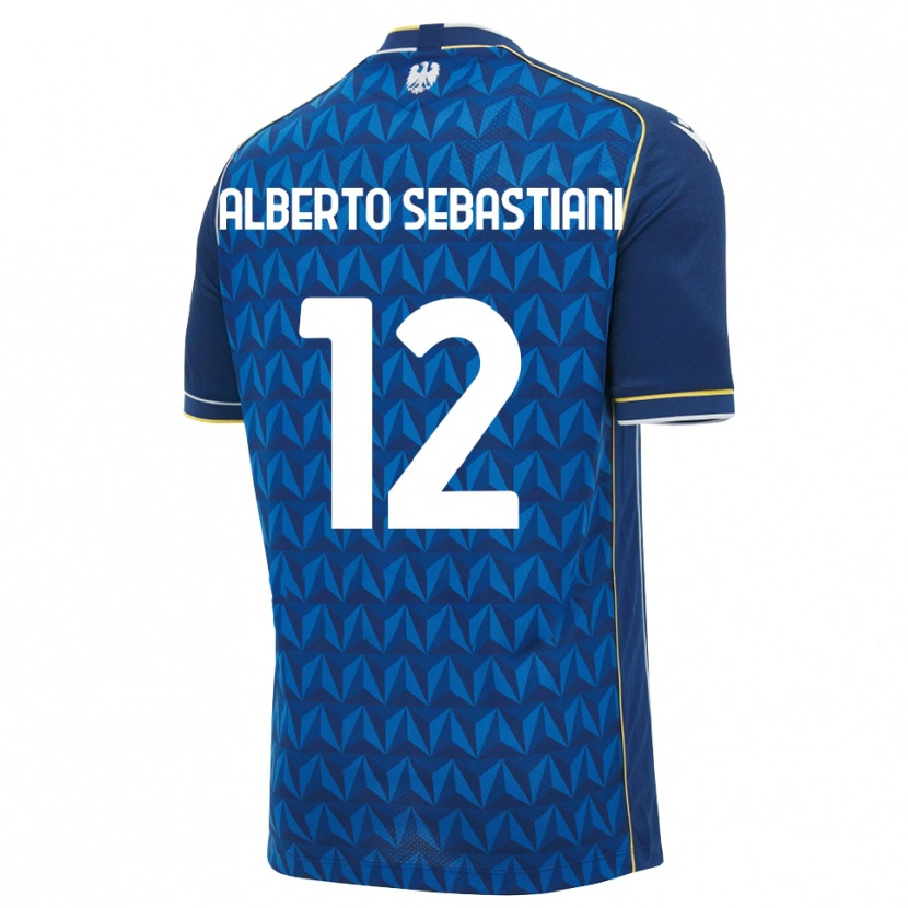 Danxen Bambino Maglia José Alberto Sebastiani #12 Blu Reale Blu Bianco Kit Gara Away 2026/27 Maglietta