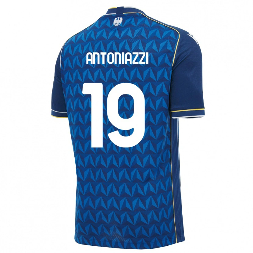 Danxen Bambino Maglia Samuele Antoniazzi #19 Blu Reale Blu Bianco Kit Gara Away 2026/27 Maglietta