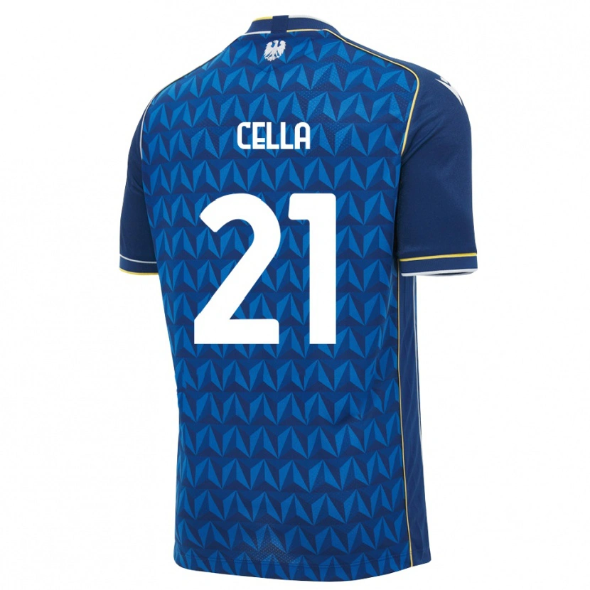 Danxen Bambino Maglia Leonardo Cella #21 Blu Reale Blu Bianco Kit Gara Away 2026/27 Maglietta