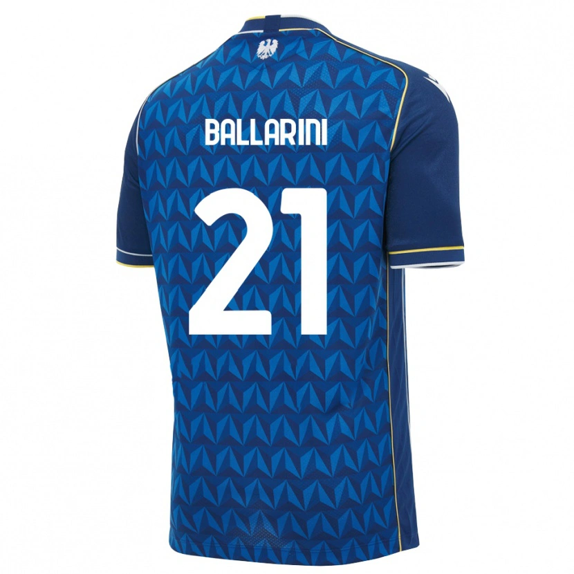 Danxen Bambino Maglia Marco Ballarini #21 Blu Reale Blu Bianco Kit Gara Away 2026/27 Maglietta