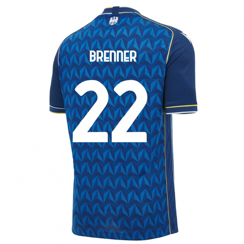 Danxen Bambino Maglia Brenner #22 Blu Reale Blu Bianco Kit Gara Away 2026/27 Maglietta