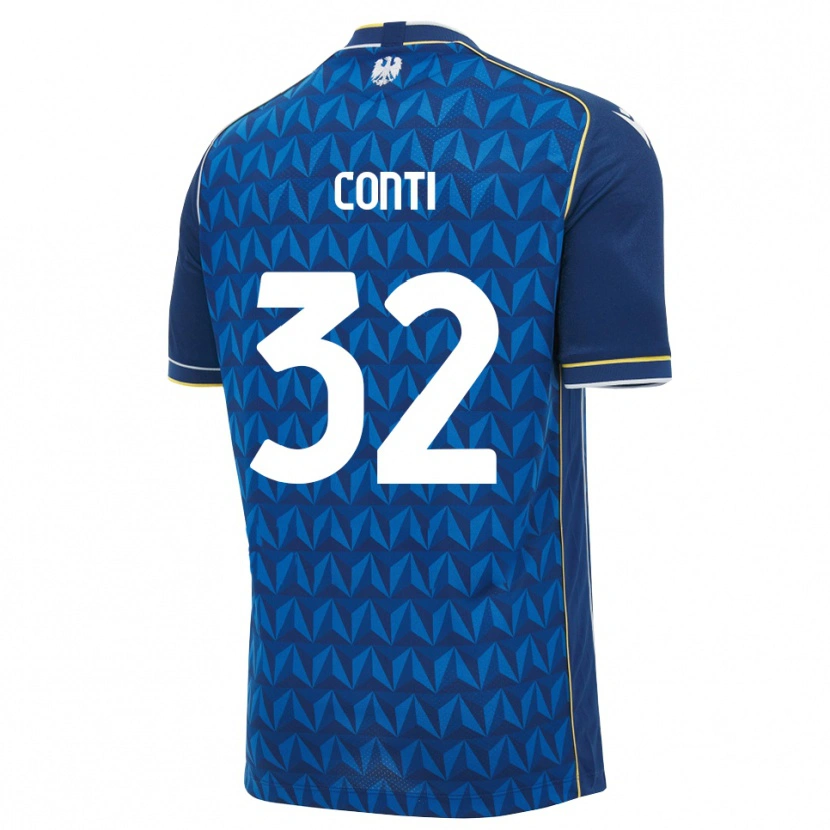 Danxen Bambino Maglia Manuel Conti #32 Blu Reale Blu Bianco Kit Gara Away 2026/27 Maglietta