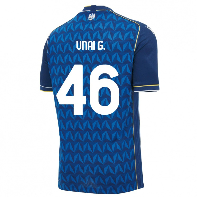 Danxen Bambino Maglia Unai Gómez #46 Blu Reale Blu Bianco Kit Gara Away 2026/27 Maglietta