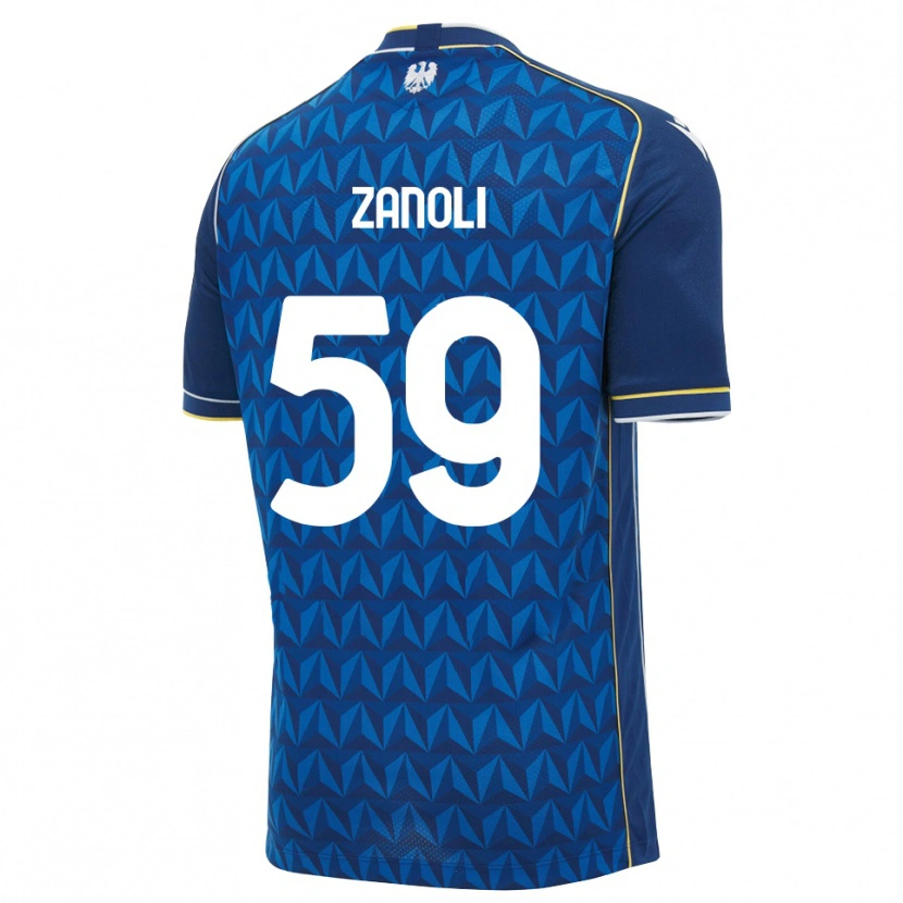 Danxen Bambino Maglia Alessandro Zanoli #59 Blu Reale Blu Bianco Kit Gara Away 2026/27 Maglietta