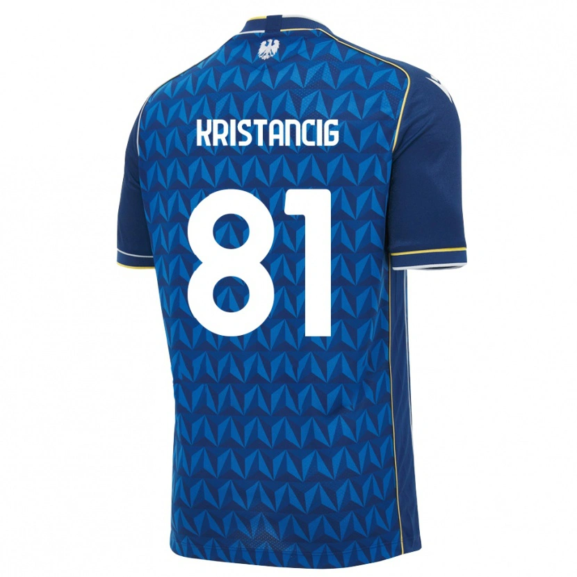 Danxen Bambino Maglia Luca Kristancig #81 Blu Reale Blu Bianco Kit Gara Away 2026/27 Maglietta