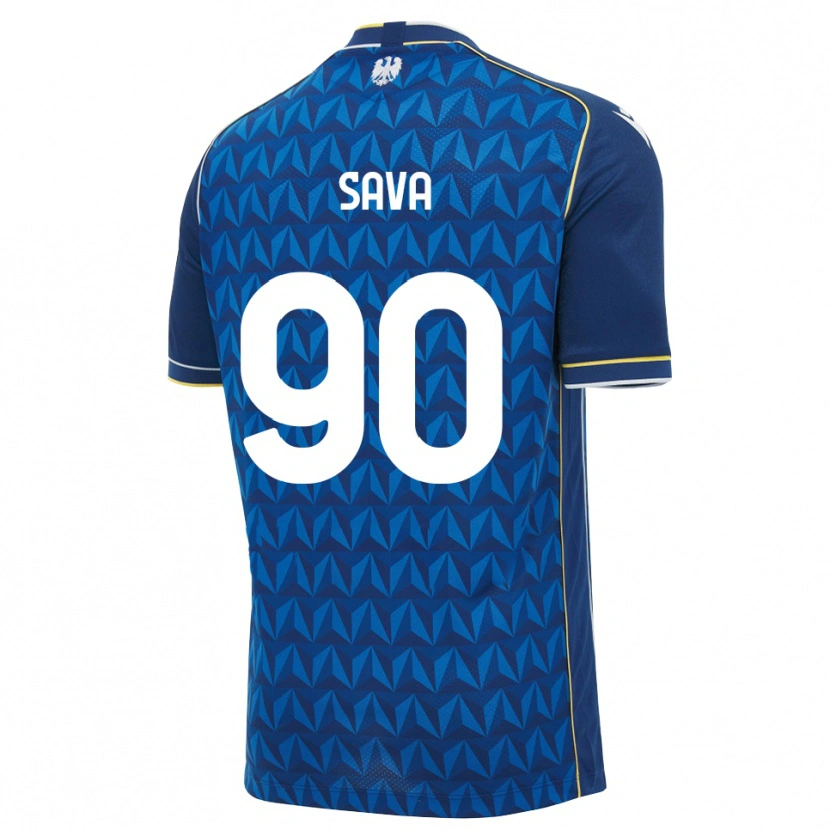 Danxen Bambino Maglia Răzvan Sava #90 Blu Reale Blu Bianco Kit Gara Away 2026/27 Maglietta
