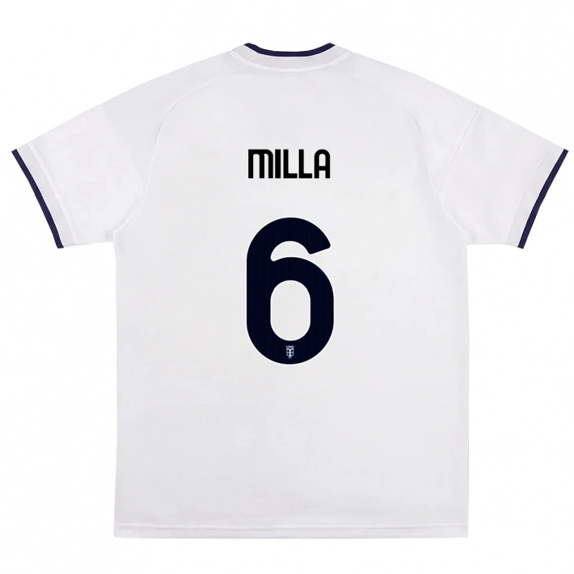 Danxen Bambino Maglia Luis Milla #6 Bianco Rosso Blu Reale Kit Gara Away 2026/27 Maglietta