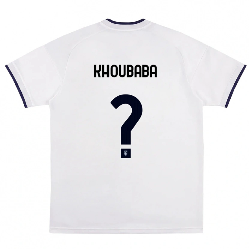 Danxen Bambino Maglia Ilias Khoubaba #0 Bianco Rosso Blu Reale Kit Gara Away 2026/27 Maglietta