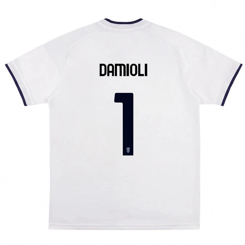 Danxen Bambino Maglia Mattia Damioli #1 Bianco Rosso Blu Reale Kit Gara Away 2026/27 Maglietta