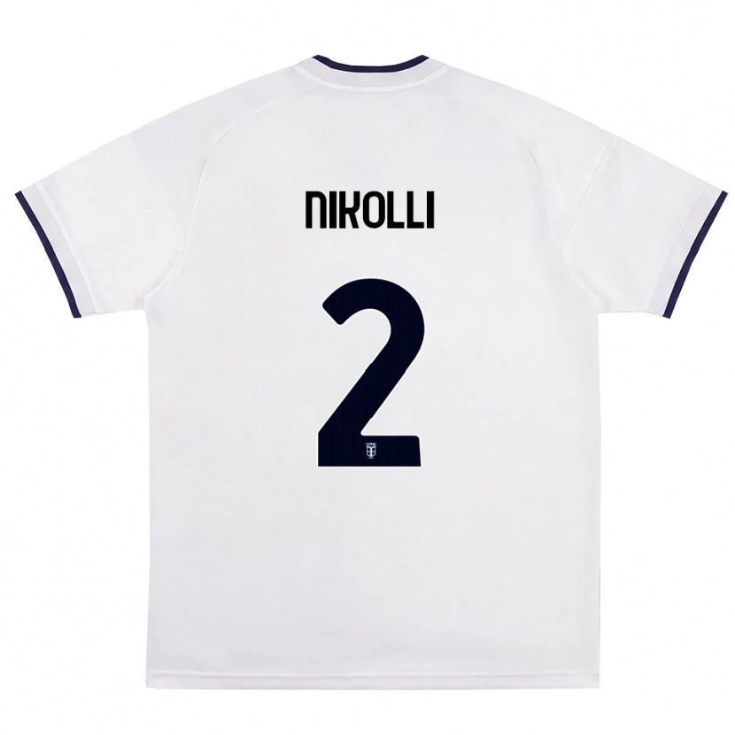 Danxen Bambino Maglia Denis Nikolli #2 Bianco Rosso Blu Reale Kit Gara Away 2026/27 Maglietta