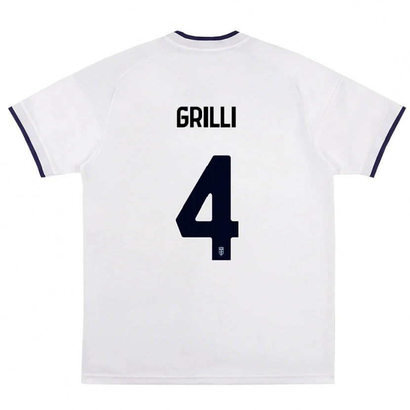 Danxen Bambino Maglia Federico Grilli #4 Bianco Rosso Blu Reale Kit Gara Away 2026/27 Maglietta