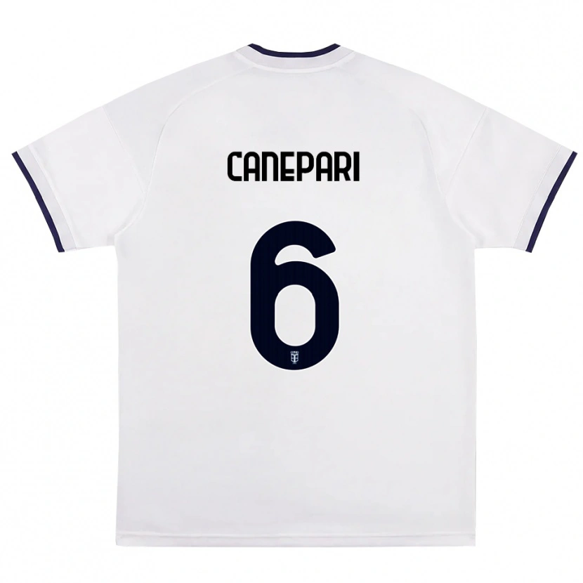 Danxen Bambino Maglia Lorenzo Canepari #6 Bianco Rosso Blu Reale Kit Gara Away 2026/27 Maglietta