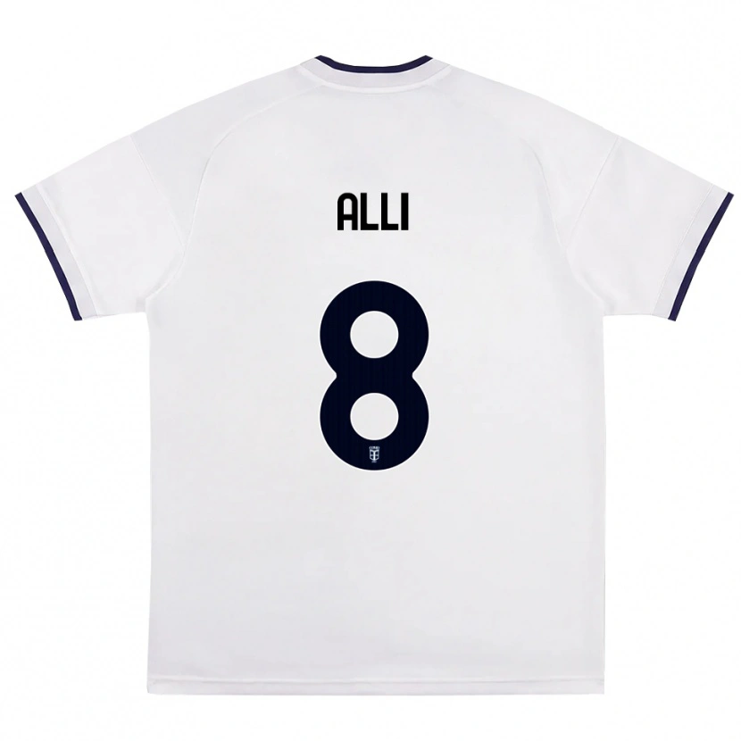 Danxen Bambino Maglia Dele Alli #8 Bianco Rosso Blu Reale Kit Gara Away 2026/27 Maglietta