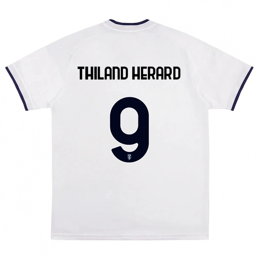 Danxen Bambino Maglia Robin Thiland-Herard #9 Bianco Rosso Blu Reale Kit Gara Away 2026/27 Maglietta