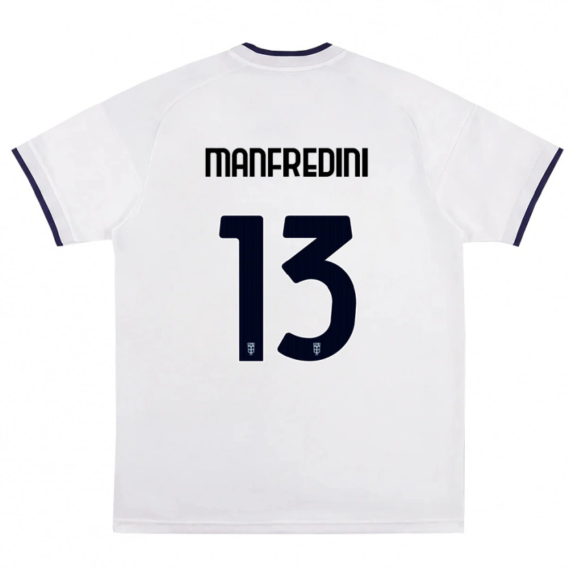 Danxen Bambino Maglia Matteo Manfredini #13 Bianco Rosso Blu Reale Kit Gara Away 2026/27 Maglietta