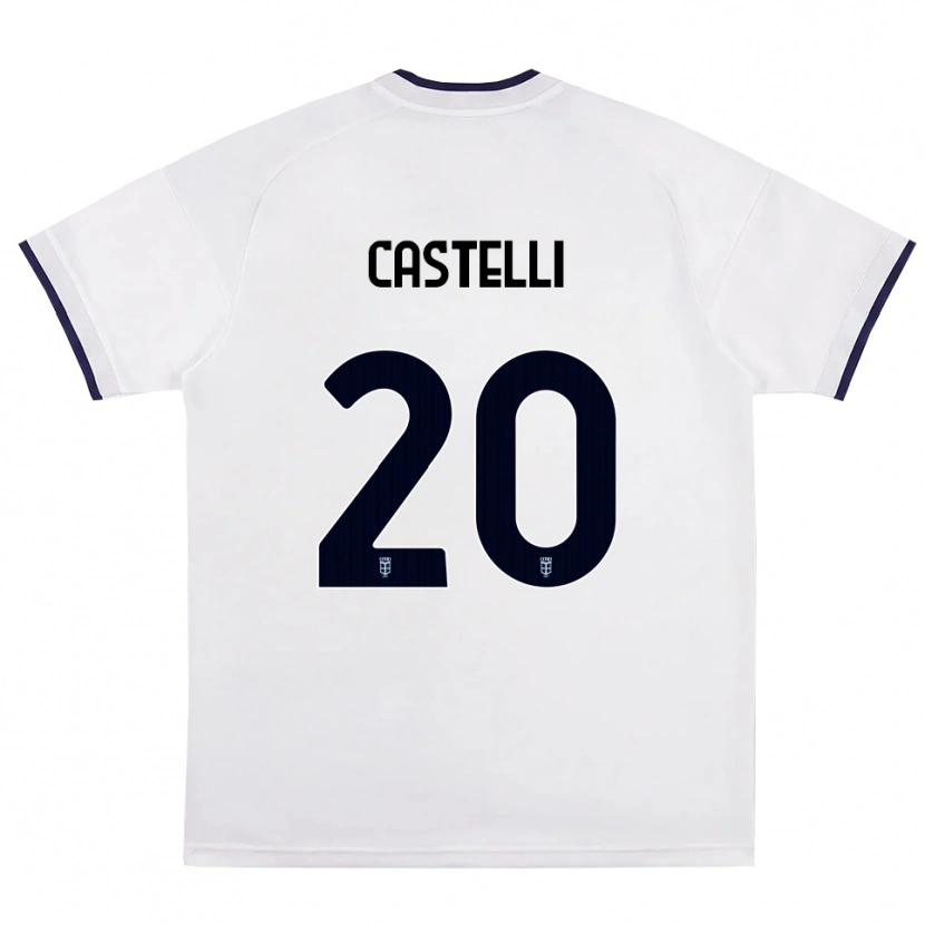 Danxen Bambino Maglia Matteo Castelli #20 Bianco Rosso Blu Reale Kit Gara Away 2026/27 Maglietta