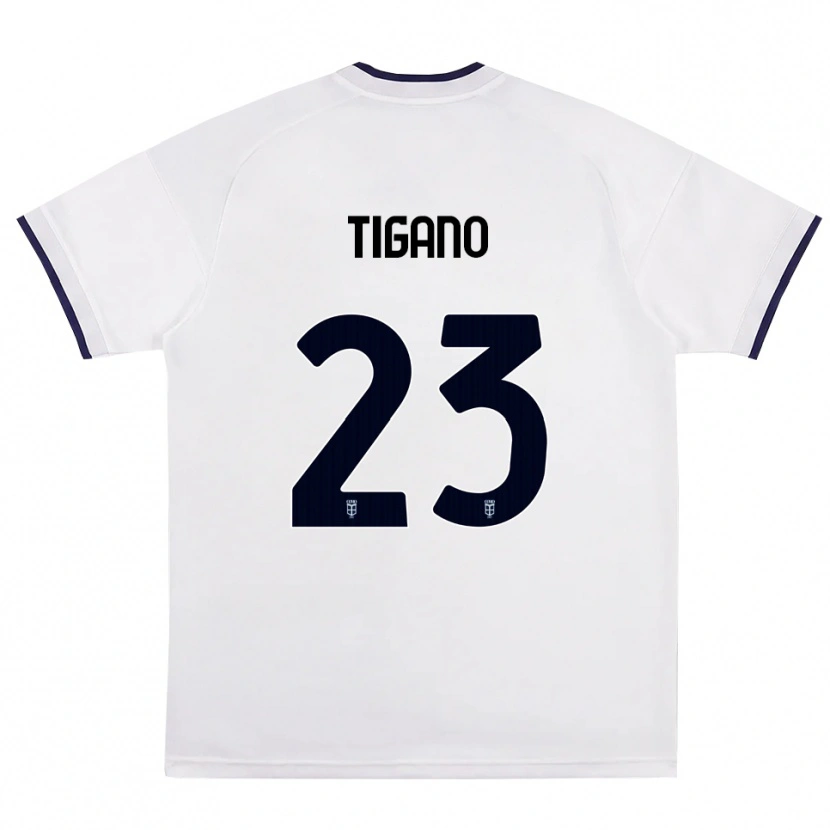 Danxen Bambino Maglia Achille Tigano #23 Bianco Rosso Blu Reale Kit Gara Away 2026/27 Maglietta