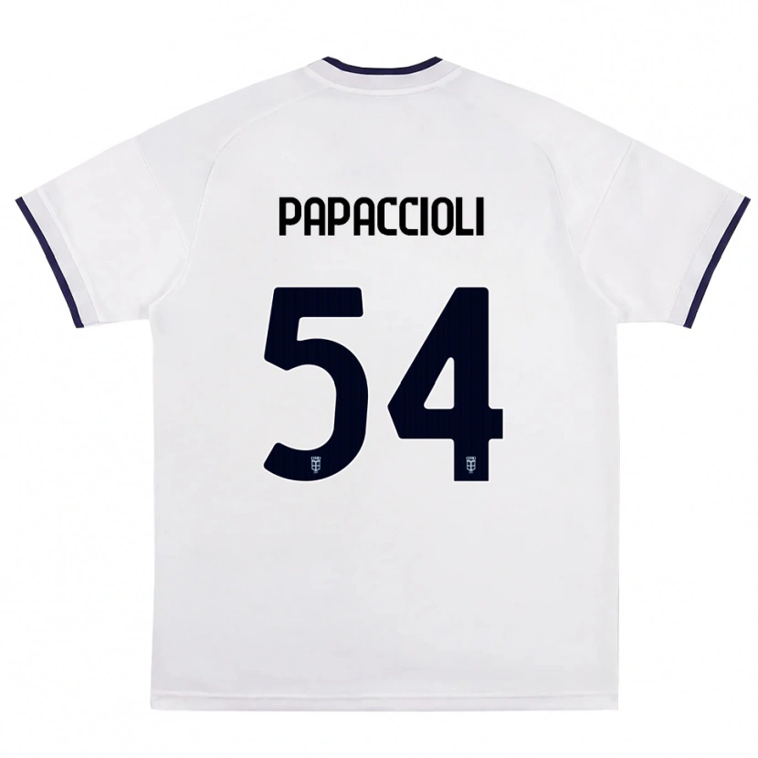 Danxen Bambino Maglia Matteo Papaccioli #54 Bianco Rosso Blu Reale Kit Gara Away 2026/27 Maglietta