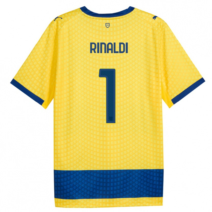 Danxen Bambino Maglia Filippo Rinaldi #1 Giallo Blu Nero Kit Gara Away 2026/27 Maglietta