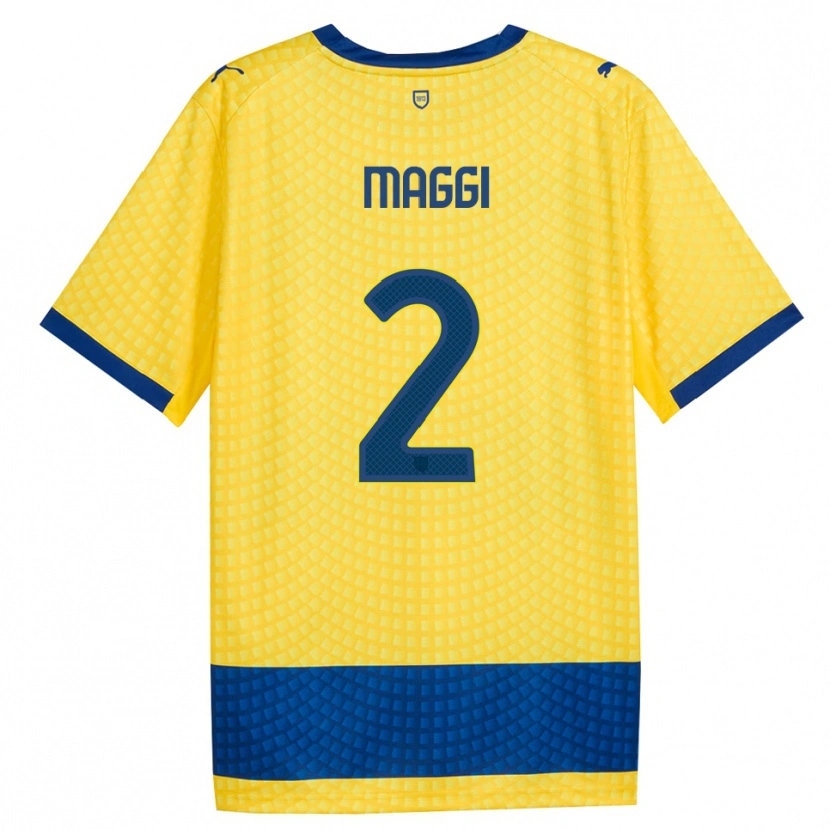 Danxen Bambino Maglia Jacopo Maggi #2 Giallo Blu Nero Kit Gara Away 2026/27 Maglietta