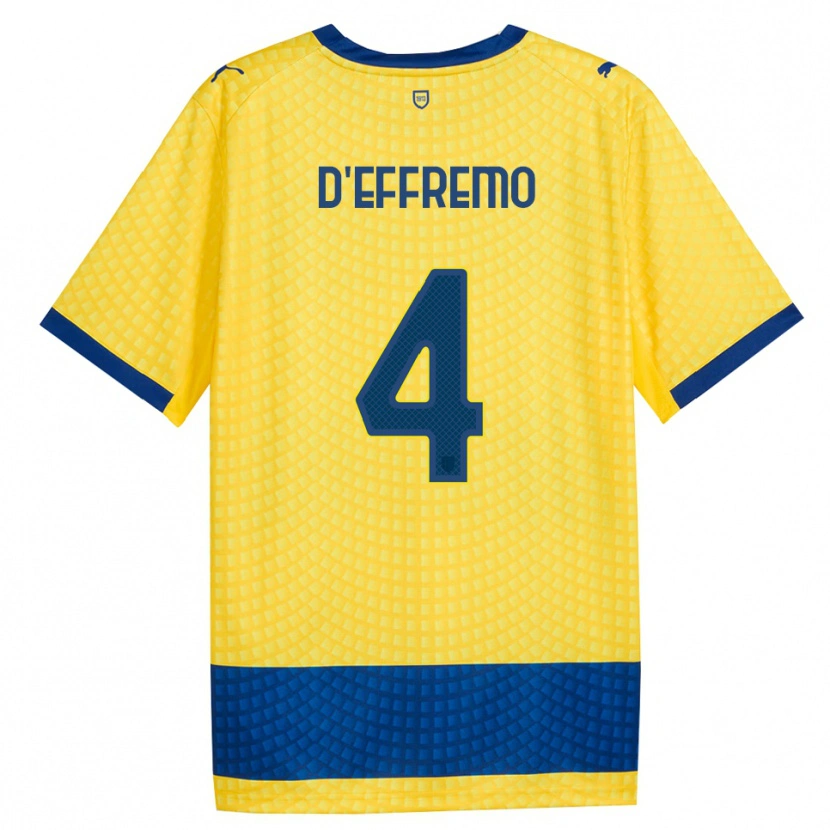 Danxen Bambino Maglia Dario D'effremo #4 Giallo Blu Nero Kit Gara Away 2026/27 Maglietta