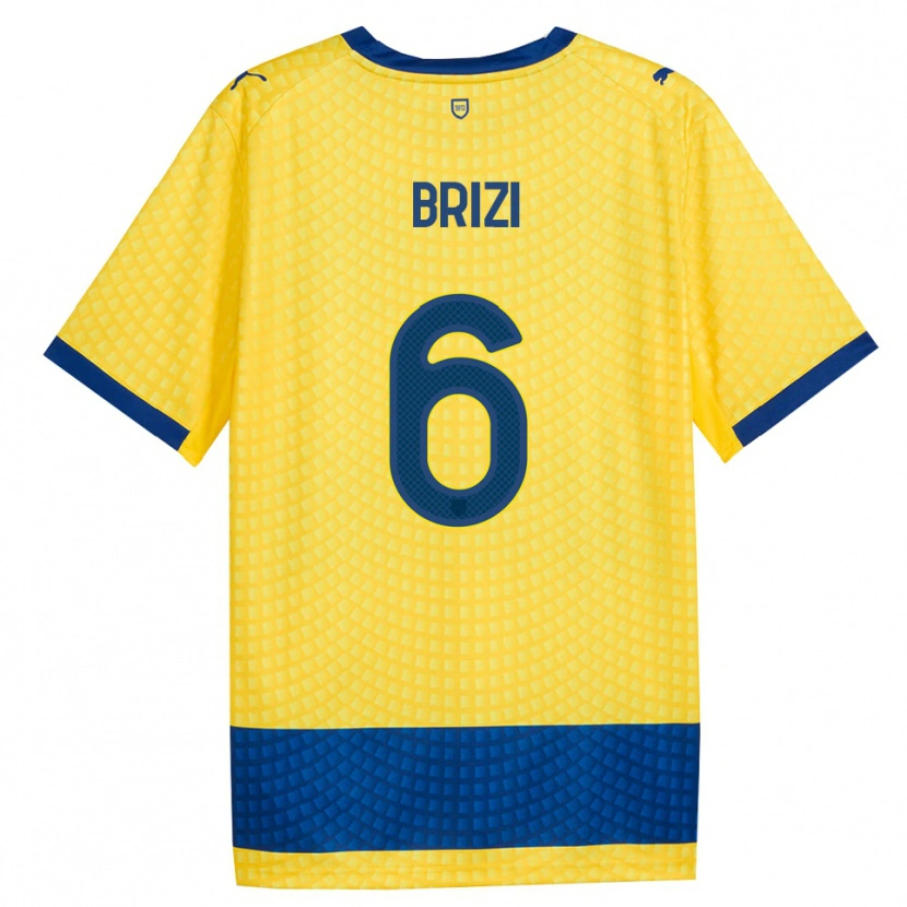Danxen Bambino Maglia Andrea Brizi #6 Giallo Blu Nero Kit Gara Away 2026/27 Maglietta