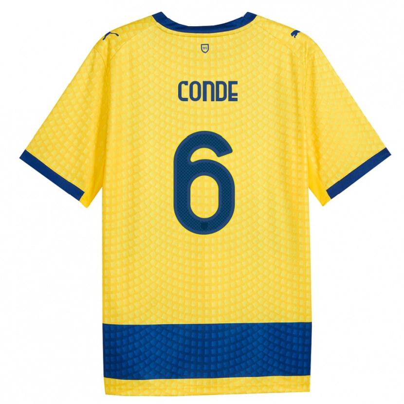 Danxen Bambino Maglia Bernardo Conde #6 Giallo Blu Nero Kit Gara Away 2026/27 Maglietta