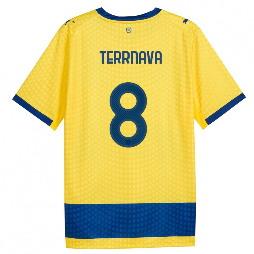 Danxen Bambino Maglia Dren Terrnava #8 Giallo Blu Nero Kit Gara Away 2026/27 Maglietta