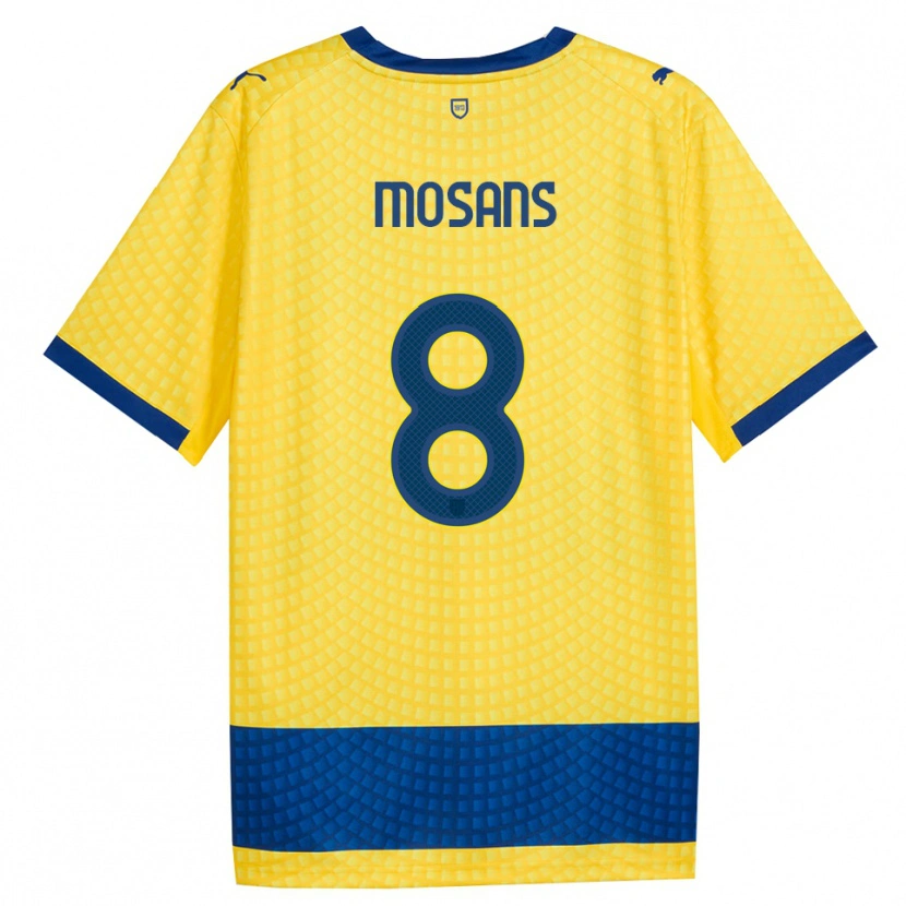Danxen Bambino Maglia Kristaps Mosans #8 Giallo Blu Nero Kit Gara Away 2026/27 Maglietta