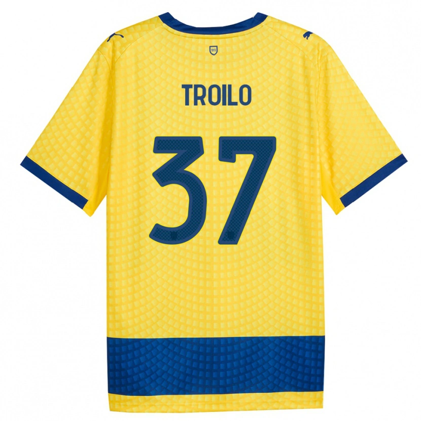 Danxen Bambino Maglia Mariano Troilo #37 Giallo Blu Nero Kit Gara Away 2026/27 Maglietta