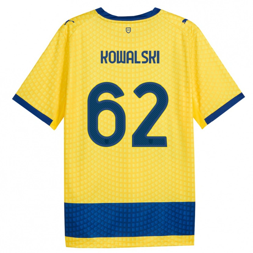 Danxen Bambino Maglia Mateusz Kowalski #62 Giallo Blu Nero Kit Gara Away 2026/27 Maglietta