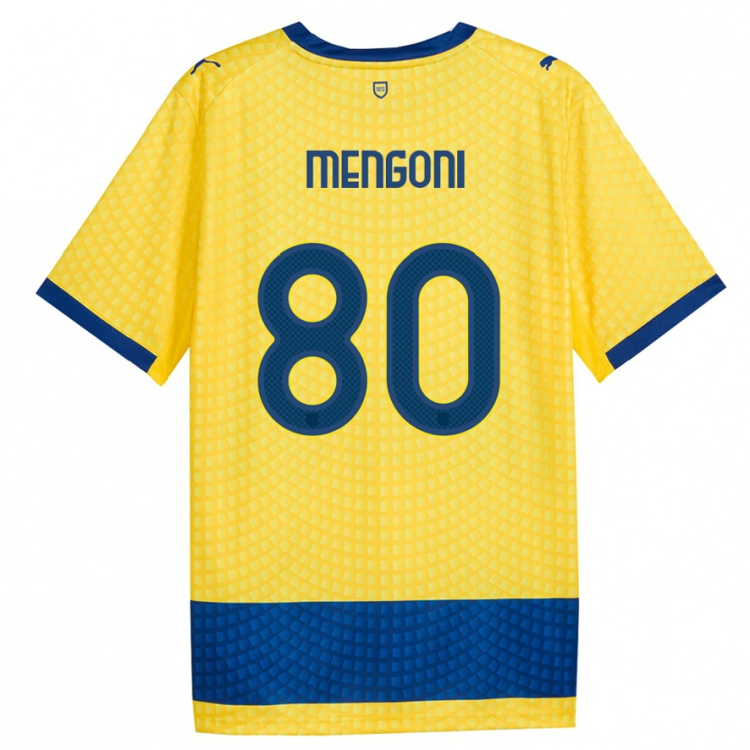 Danxen Bambino Maglia Filippo Mengoni #80 Giallo Blu Nero Kit Gara Away 2026/27 Maglietta