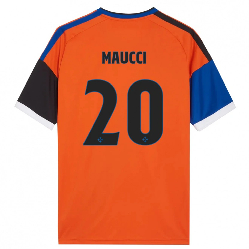 Danxen Bambino Maglia Giacomo Maucci #20 Arancione Blu Nero Bianco Kit Gara Away 2026/27 Maglietta