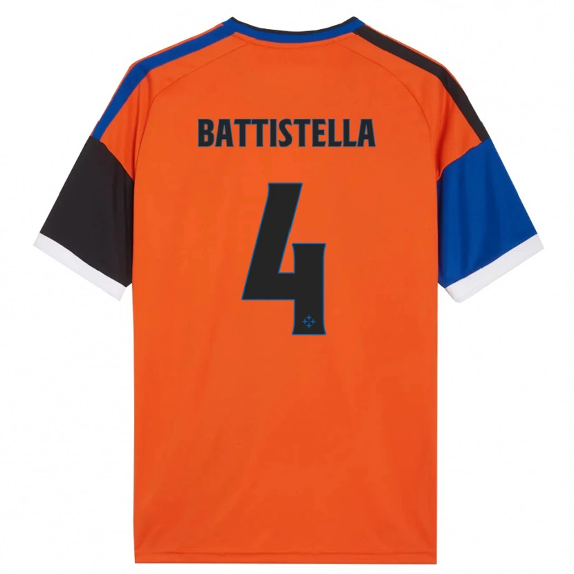 Danxen Bambino Maglia Daniel Battistella #4 Arancione Blu Nero Bianco Kit Gara Away 2026/27 Maglietta