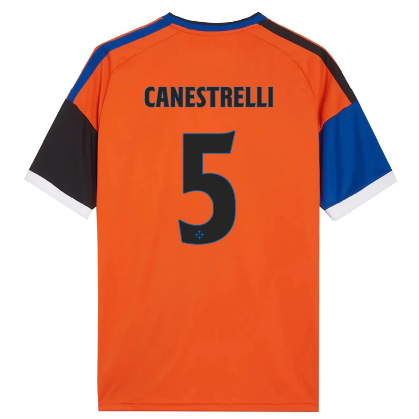 Danxen Bambino Maglia Simone Canestrelli #5 Arancione Blu Nero Bianco Kit Gara Away 2026/27 Maglietta