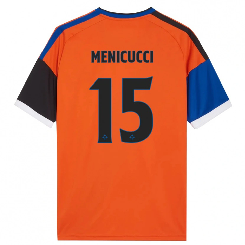 Danxen Bambino Maglia Edoardo Menicucci #15 Arancione Blu Nero Bianco Kit Gara Away 2026/27 Maglietta