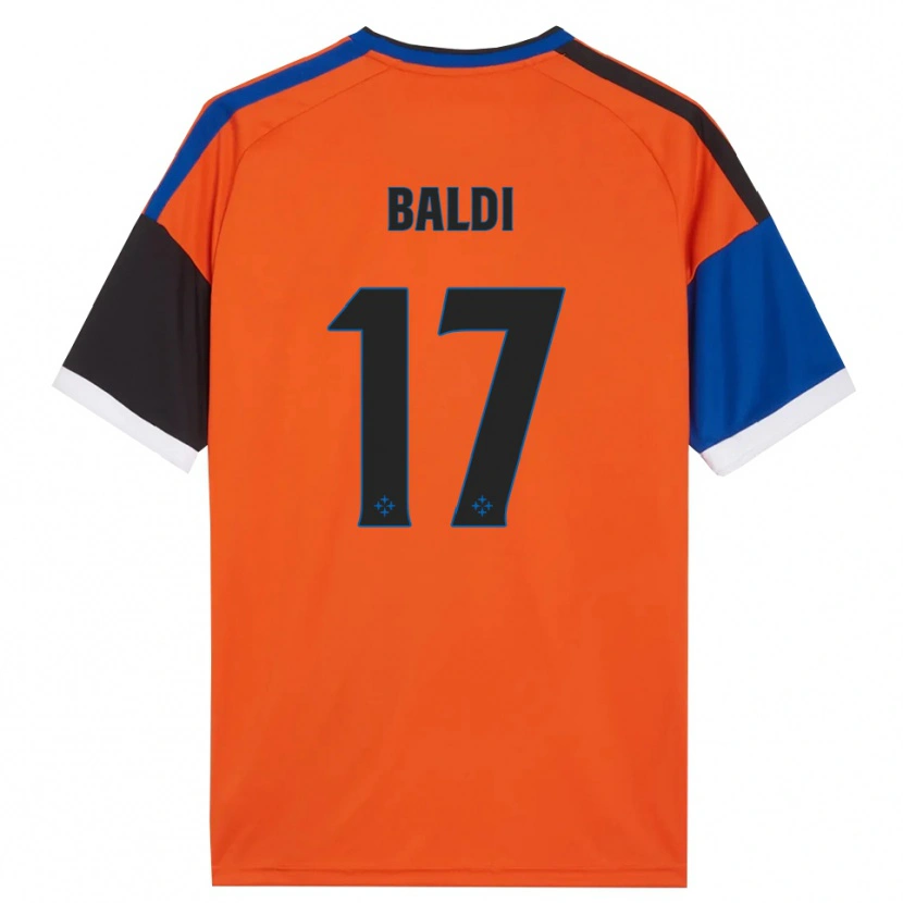 Danxen Bambino Maglia Andrea Baldi #17 Arancione Blu Nero Bianco Kit Gara Away 2026/27 Maglietta