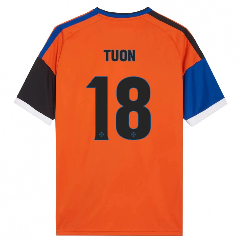 Danxen Bambino Maglia Nicola Tuon #18 Arancione Blu Nero Bianco Kit Gara Away 2026/27 Maglietta
