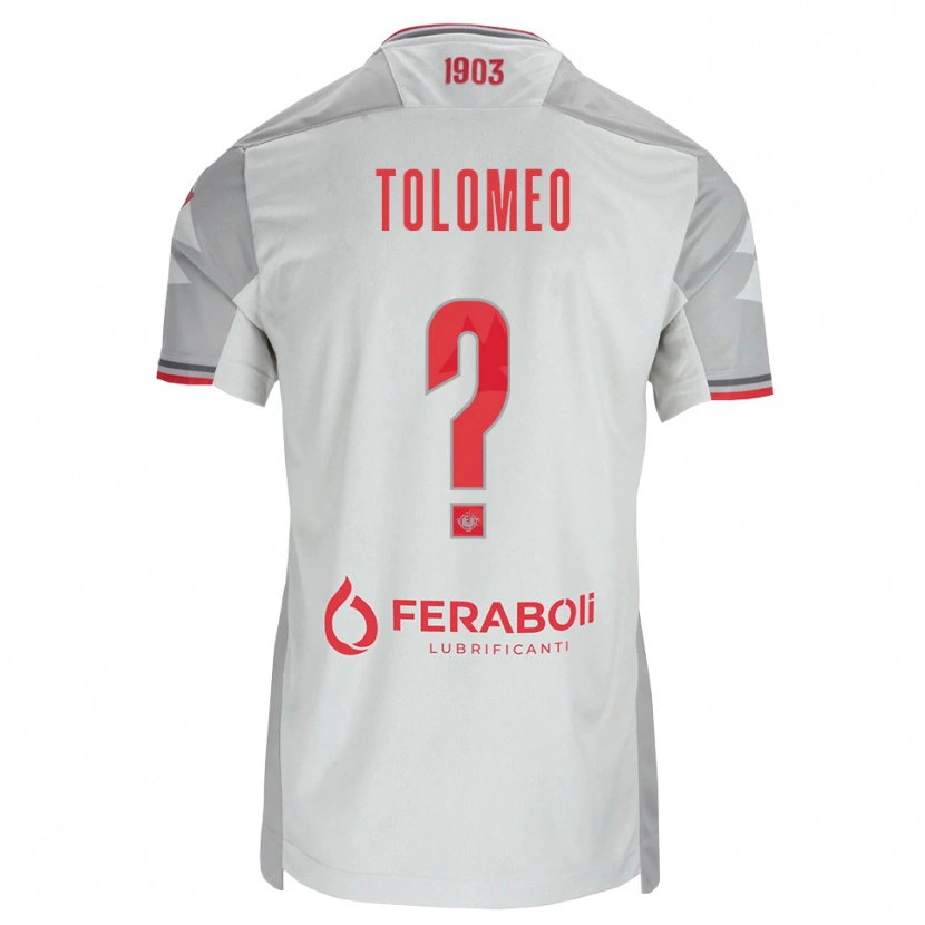 Danxen Bambino Maglia Gabriel Tolomeo #0 Grigio Bianco Rosso Kit Gara Away 2026/27 Maglietta