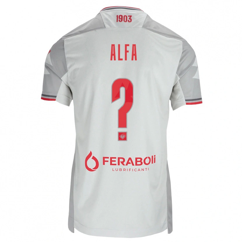 Danxen Bambino Maglia Karim Alfa #0 Grigio Bianco Rosso Kit Gara Away 2026/27 Maglietta