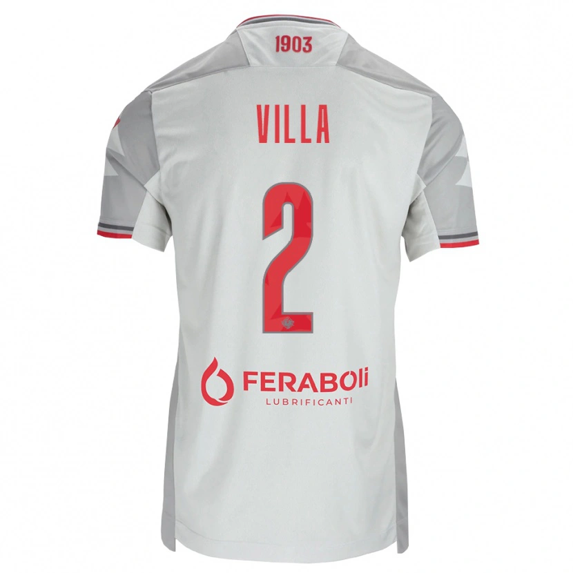Danxen Bambino Maglia Riccardo Villa #2 Grigio Bianco Rosso Kit Gara Away 2026/27 Maglietta