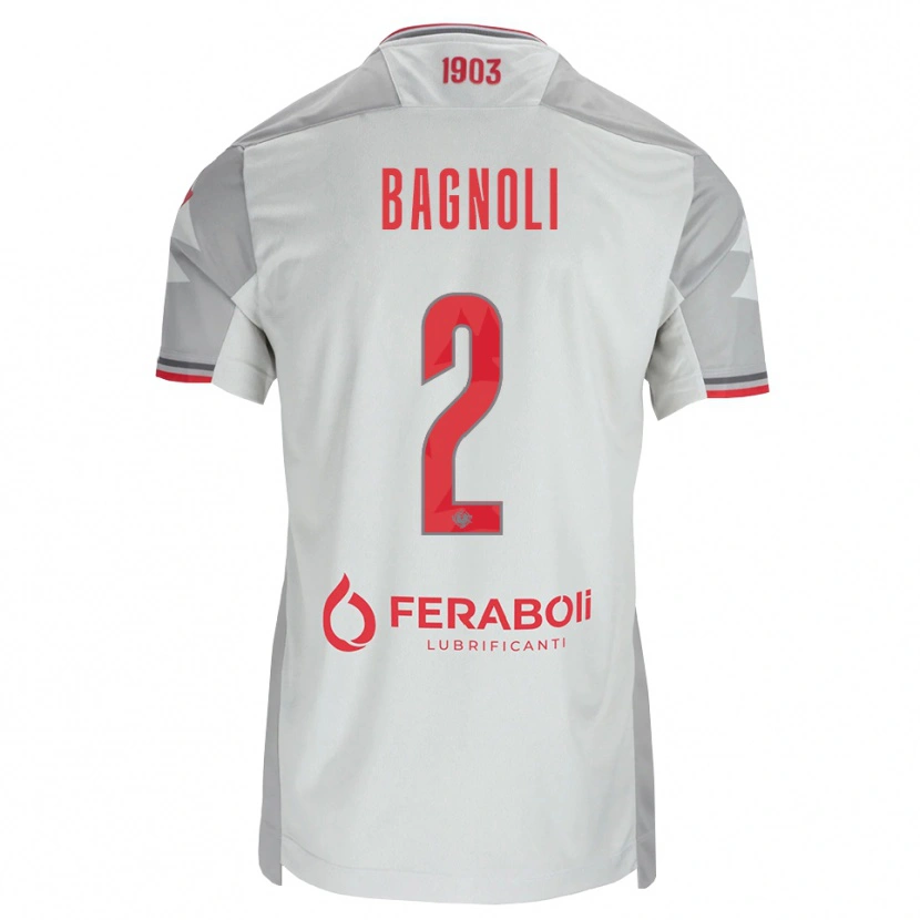 Danxen Bambino Maglia Edoardo Bagnoli #2 Grigio Bianco Rosso Kit Gara Away 2026/27 Maglietta